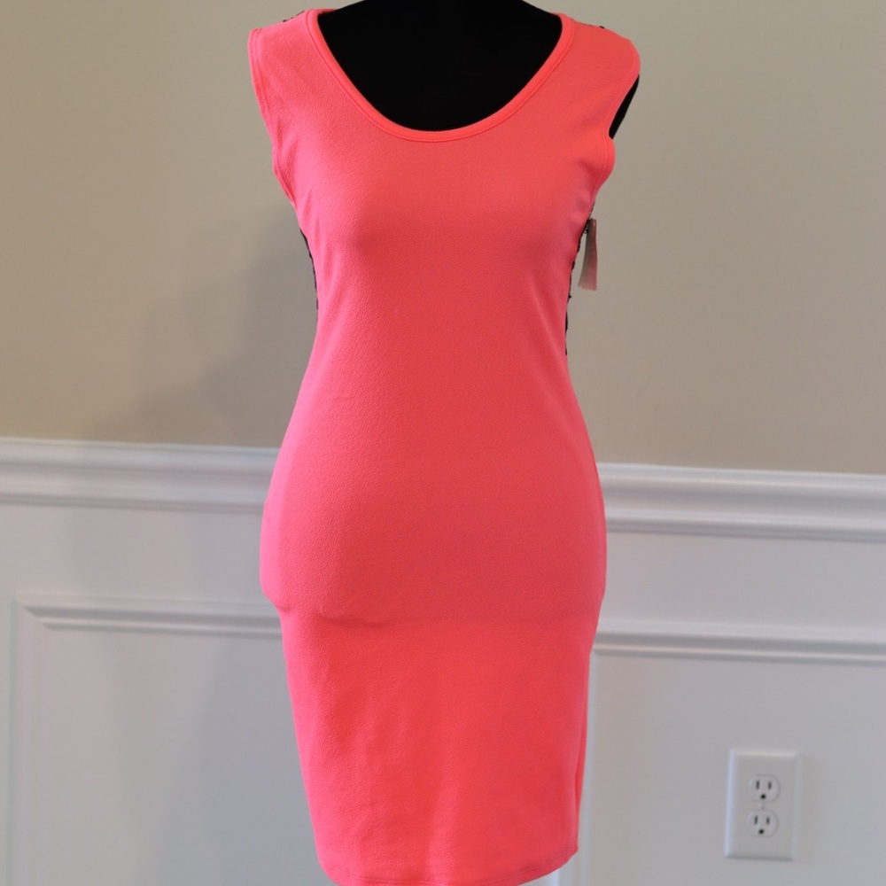 Coral pink mid thigh length dress